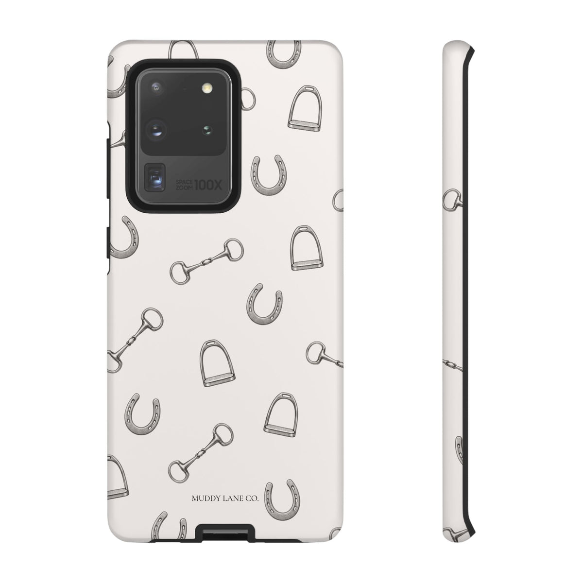 Tack Room Pattern Tough Phone Case in Warm Cream Matte