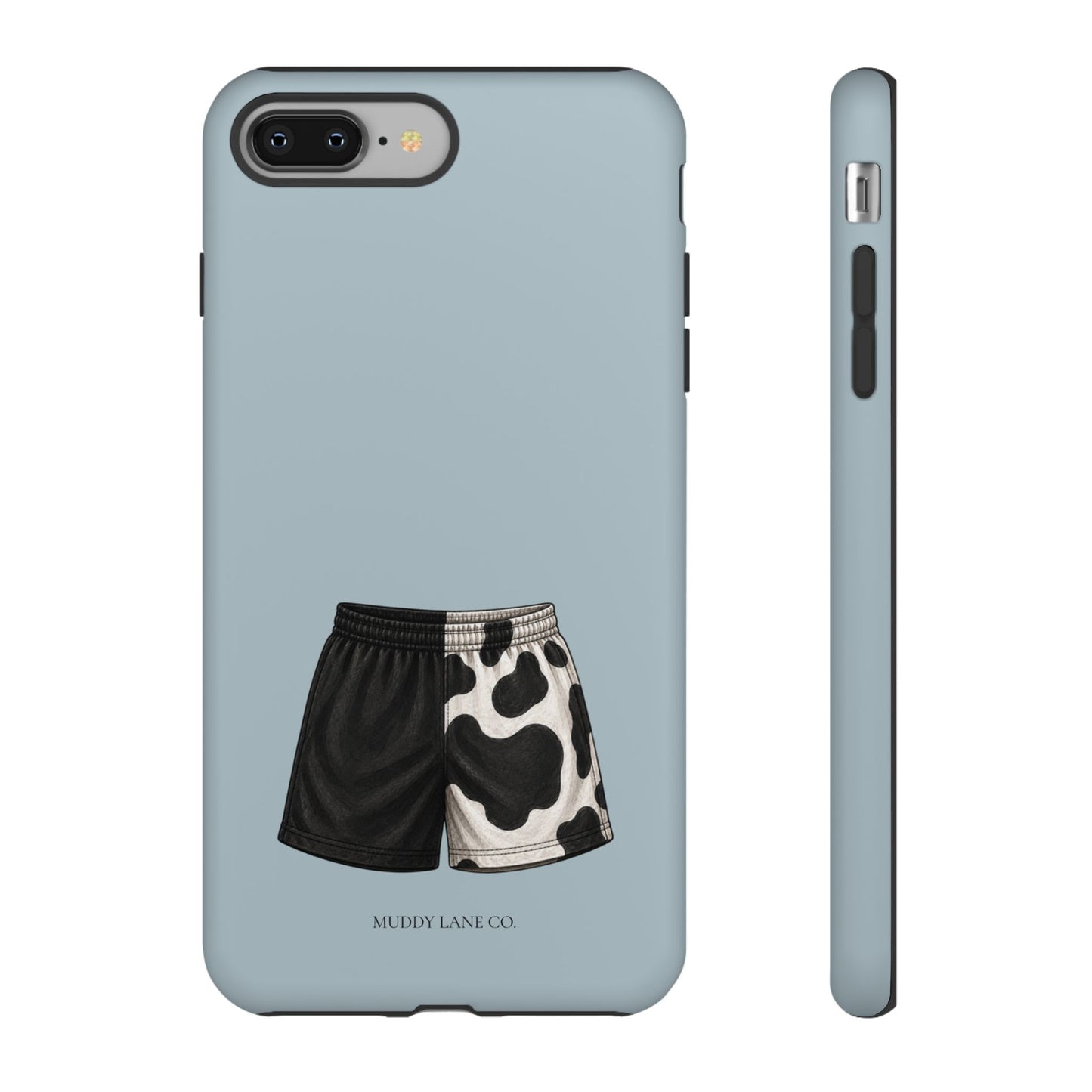 Cow Print Shorts Tough Phone Case in Dusty Blue Matte
