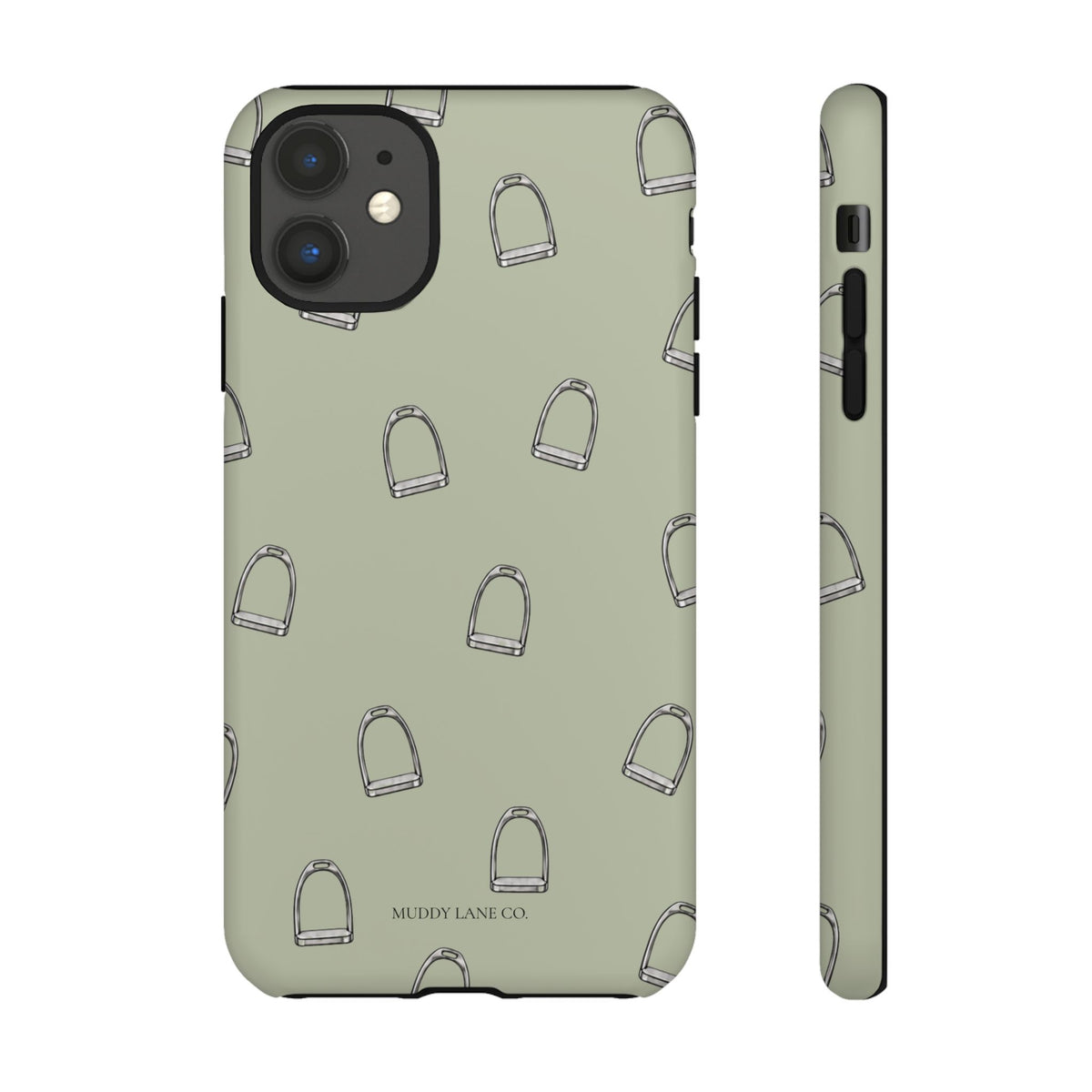 Stirrup Pattern Tough Phone Case in Light Sage Matte