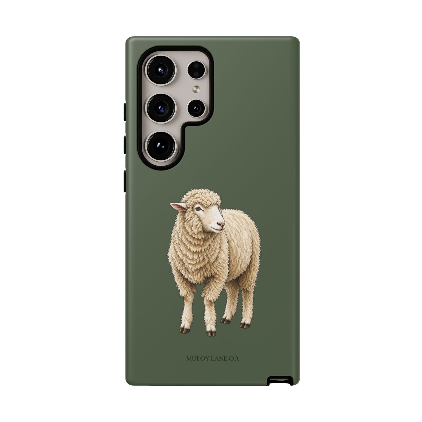 Sheep Tough Phone Case in Forest Green Matte