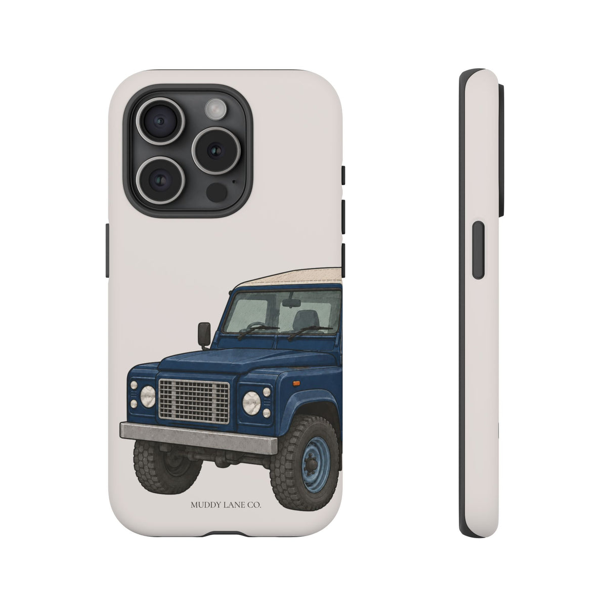 Blue Classic 4x4 Close-Up Tough Phone Case in Warm Cream Matte