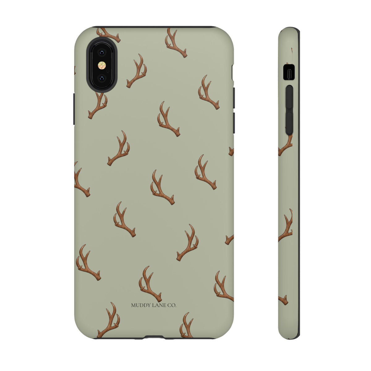 Antler Pattern Tough Phone Case in Light Sage Matte