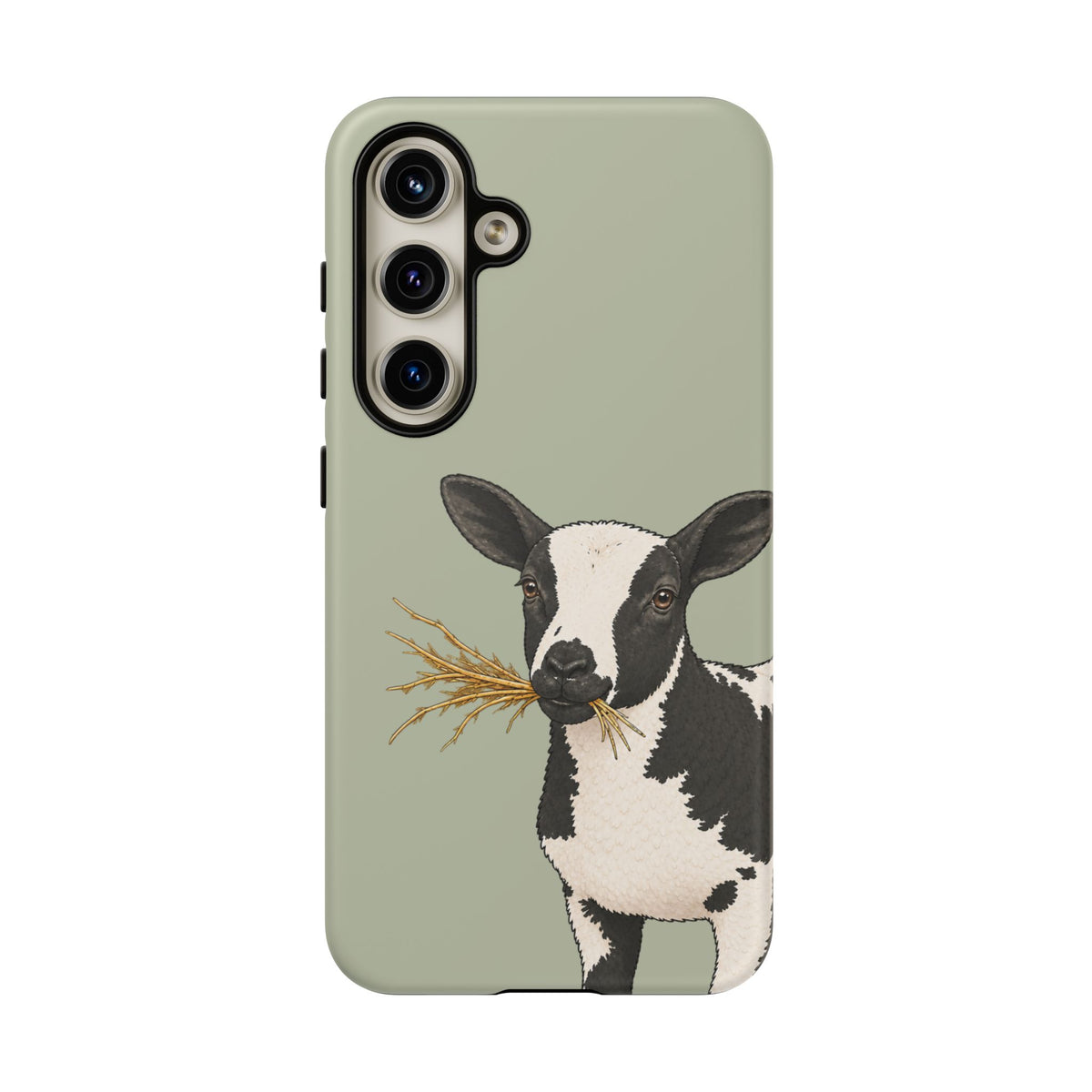 Dutch Spotted Sheep Close-Up Tough Phone Case in Light Sage Matte
