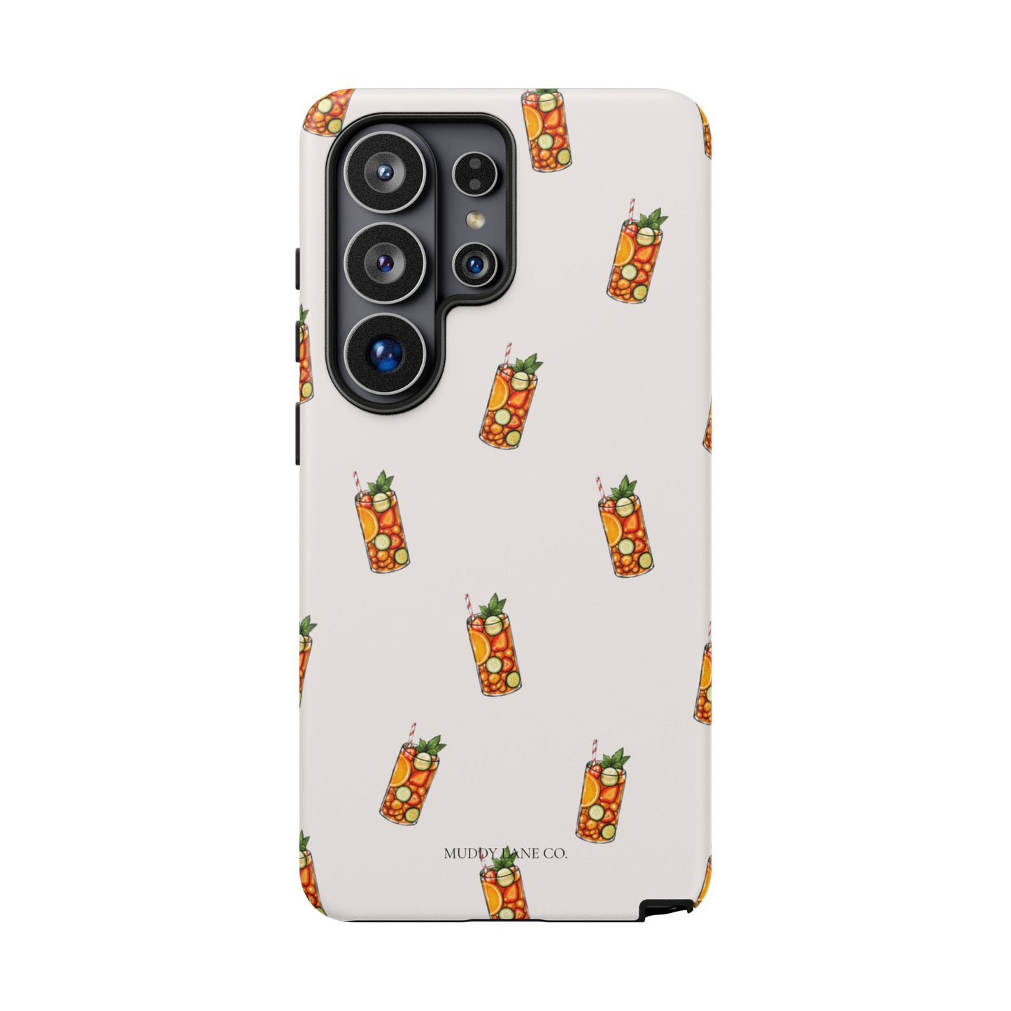 Summer Drink Pattern Tough Phone Case in Warm Cream Matte
