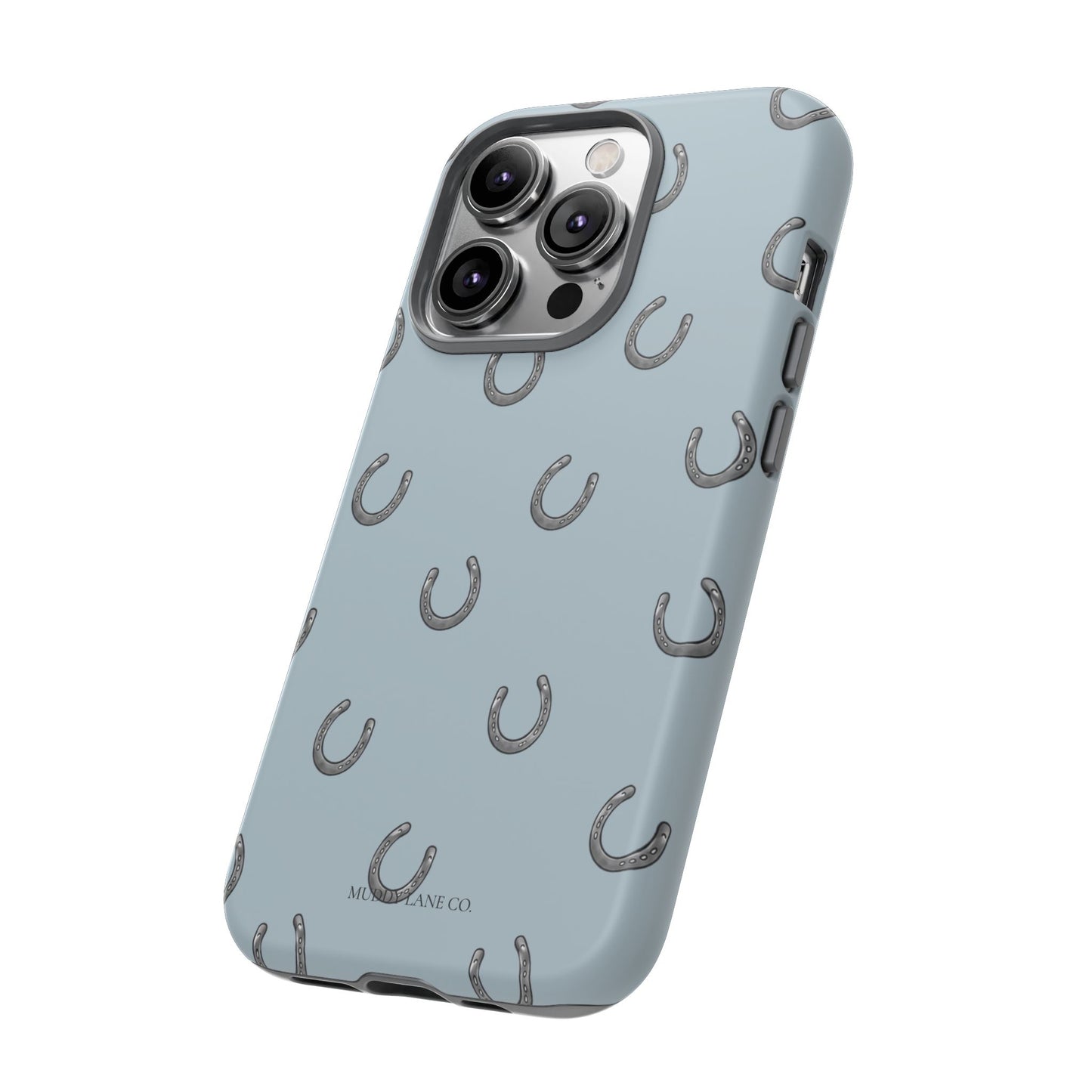 Horseshoe Pattern Tough Phone Case in Dusty Blue Matte
