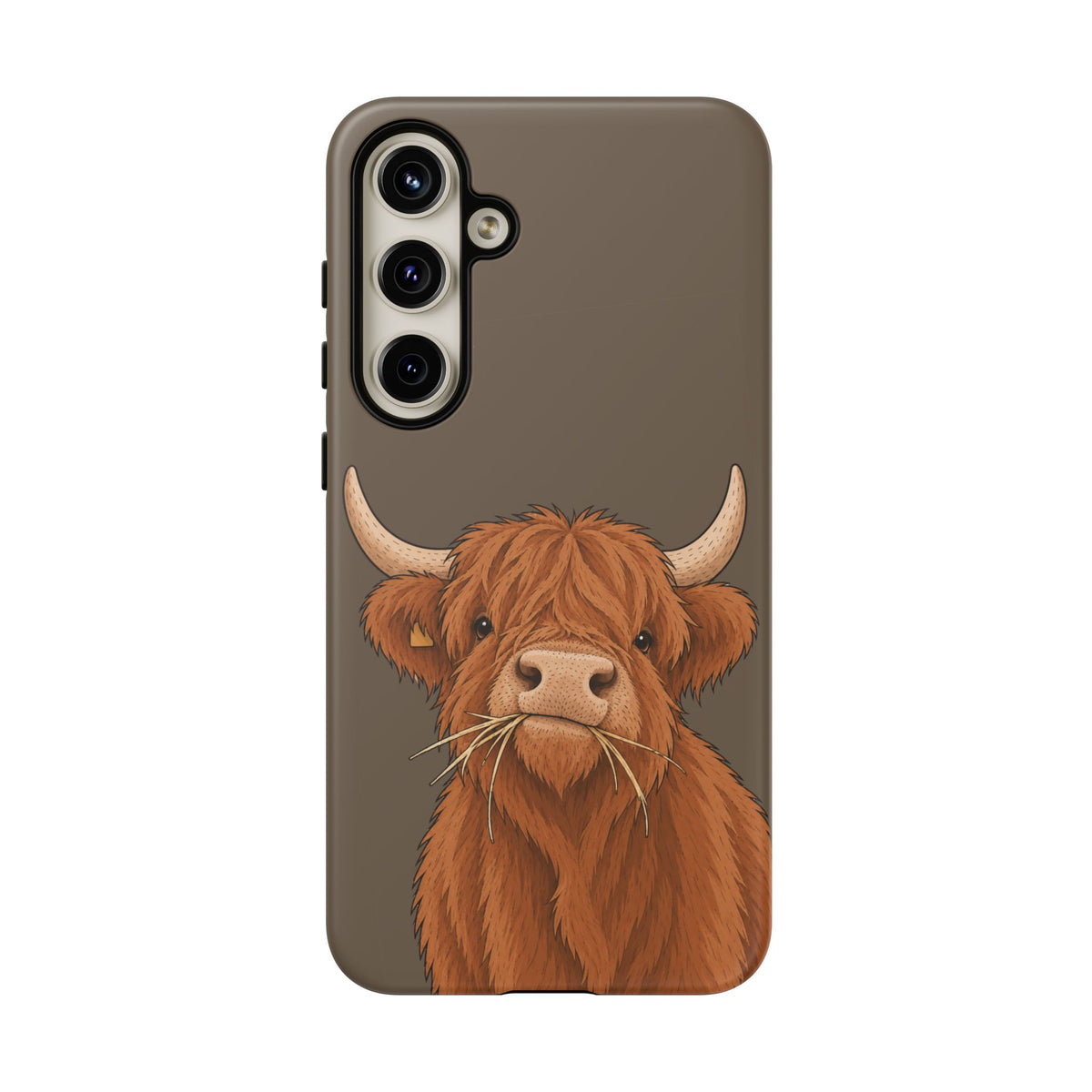 Highland Cow Close-Up Tough Phone Case in Taupe Brown Matte