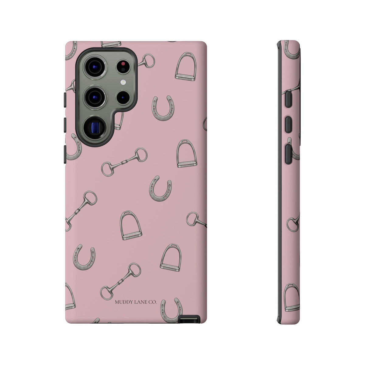 Tack Room Pattern Tough Phone Case in Soft Rosette Pink Matte