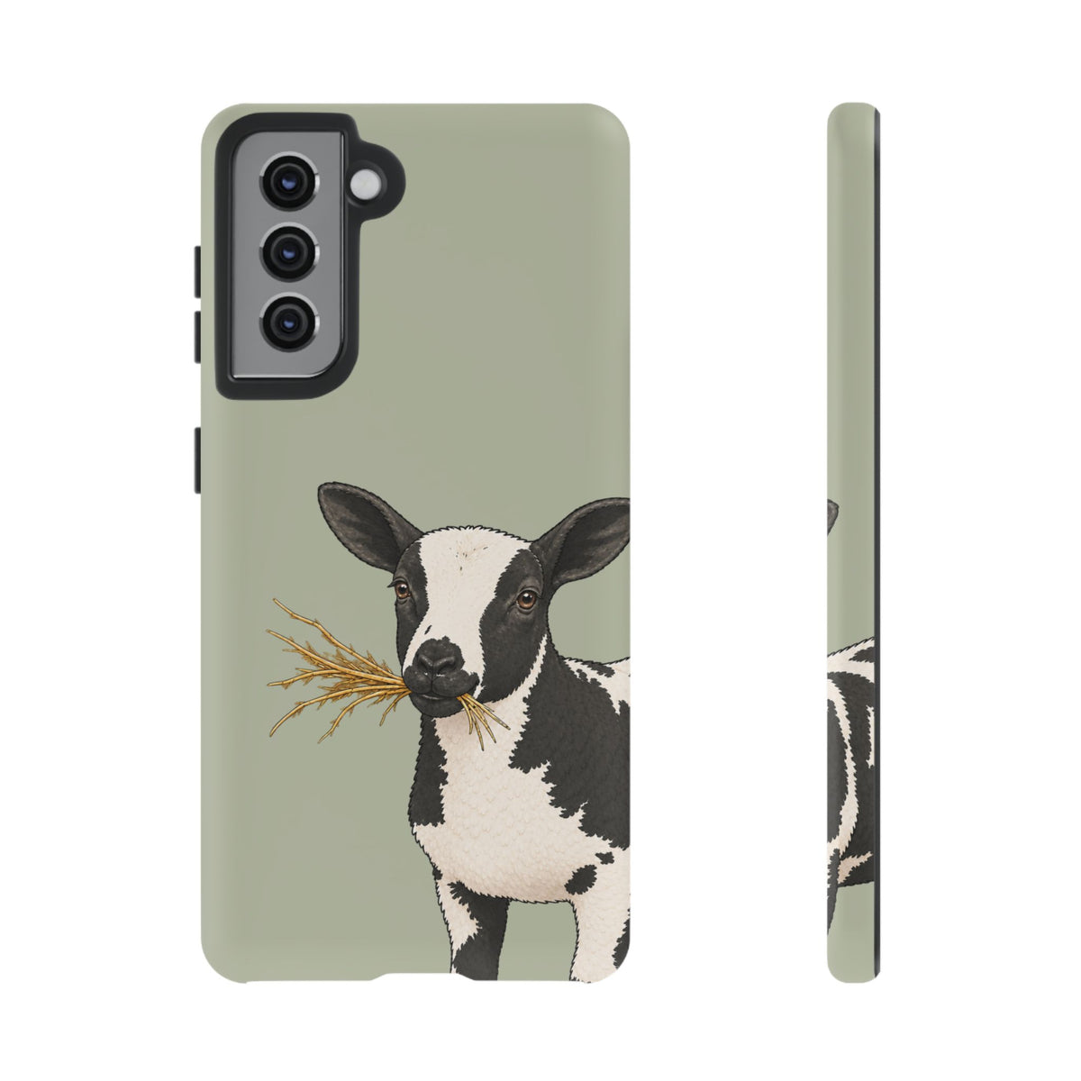 Dutch Spotted Sheep Close-Up Tough Phone Case in Light Sage Matte